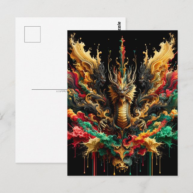 Postal Nuevo Año Lunar Chino de Dragón, Posttravesía (Anverso / Reverso)