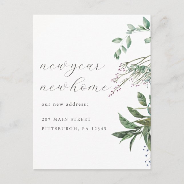 Postal Nuevo Año Nuevo cambio de domicilio de dirección e (Anverso)