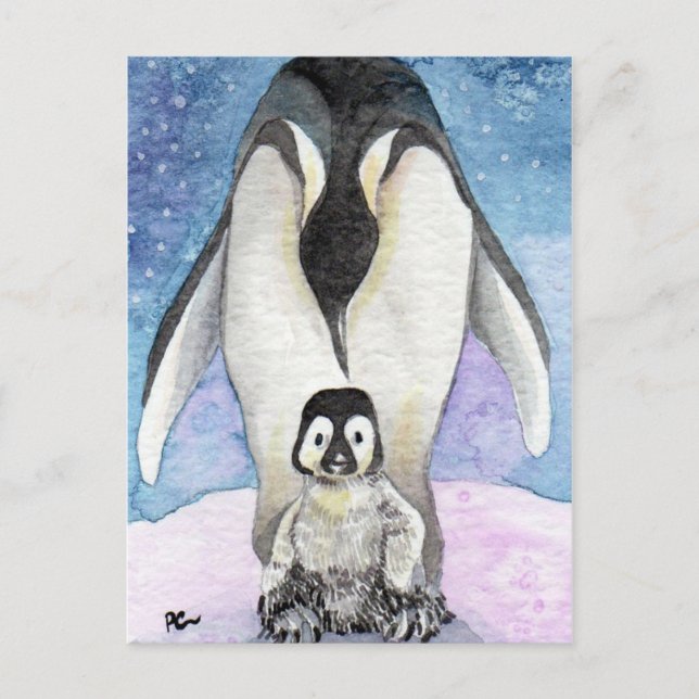 Postal Nuevo arte pingüino nacido (Anverso)