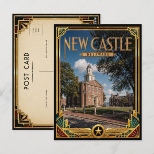Postal Nuevo Castillo Delaware Arte Deco Vintage Edad Dor