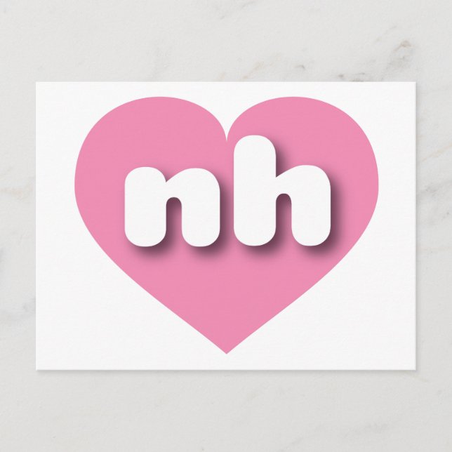 Postal Nuevo corazón rosado de Hampshire - Amo Nh (Anverso)
