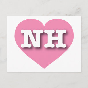 Postal Nuevo corazón rosado de Hampshire - Amo NH
