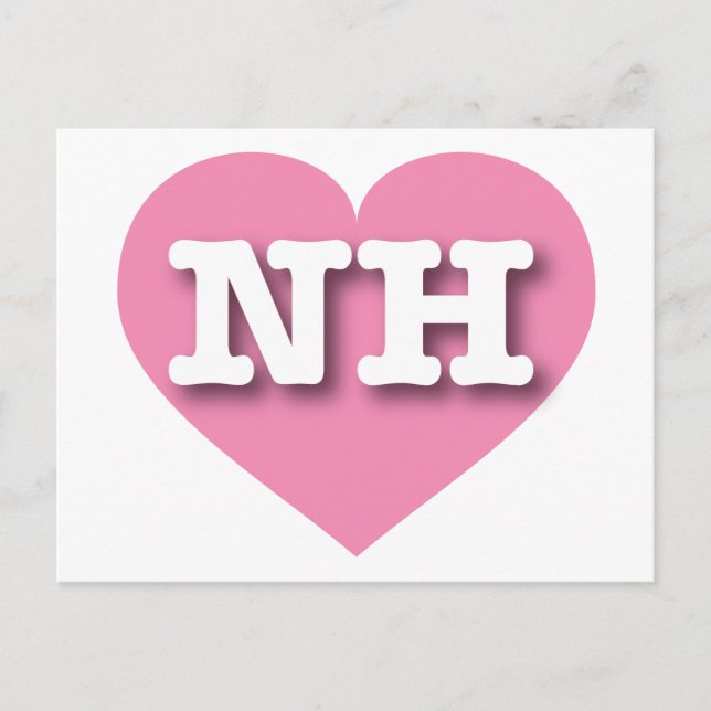 Postal Nuevo corazón rosado de Hampshire - Amo NH (Anverso)