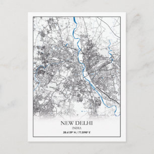 Postal Nuevo Delhi India: Mapa de viajes simple