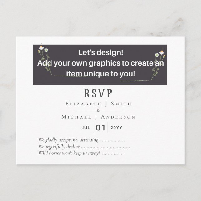 Postal ¡NUEVO! DISEÑAR POSIBILIDAD RSVP DE BODA PROPIA de (Anverso)