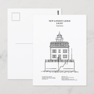 Postal Nuevo faro de London Ledge - Connecticut - BD