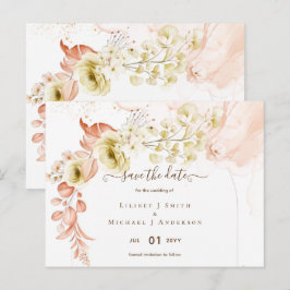 Postal ¡NUEVO! Fechas de Boda Floral Boho Guardar