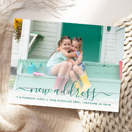 Postal Nuevo guión Verde azulado de la foto de la direcci