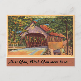 Postal Nuevo Hampshire, antiguo puente cubierto, Montañas