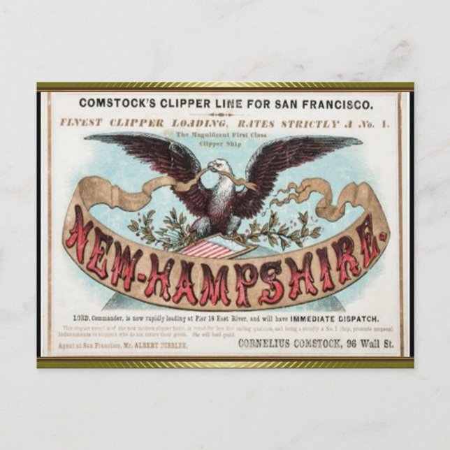 Postal Nuevo Hampshire Clipper Sailing (Anverso)
