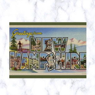 Postal Nuevo Hampshire con letra grande vintage