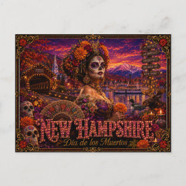 Postal Nuevo Hampshire Día de los Muertos Retro