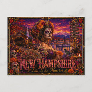 Postal Nuevo Hampshire Día de los Muertos Retro