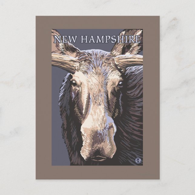 Postal Nuevo Hampshire Moose Arriba Cerca (Anverso)