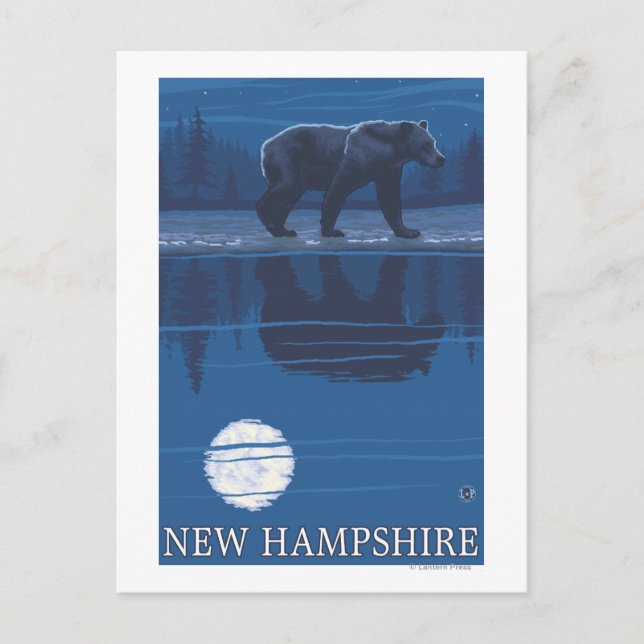 Postal Nuevo HampshireBear en la luz de la luna (Anverso)