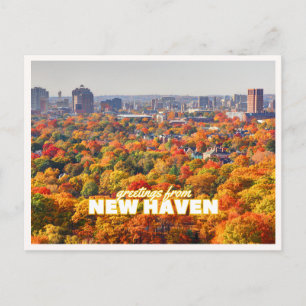 Postal Nuevo Haven Connecticut Foliaje de Otoño Saludo
