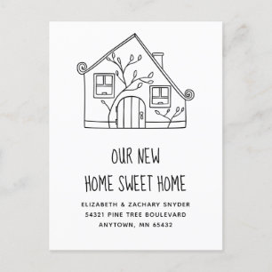 Postal Nuevo Hogar Dulce Hogar Casa Blanca y Negra Mudanz