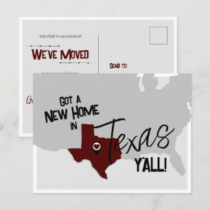 Postal Nuevo hogar marrón en Texas y te mueves