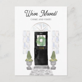 Postal Nuevo Hogar Nos Hemos Mudado Acuarela Puerta Negra