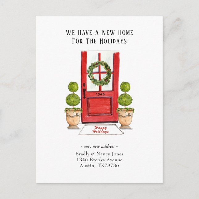 Postal Nuevo hogar para las vacaciones en movimiento Post (Anverso)