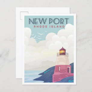 Postal Nuevo Ilustracion de Viajes Vintage de Port Rhode 