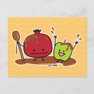 Postal Nuevo judío de la miel de la granada de la manzana