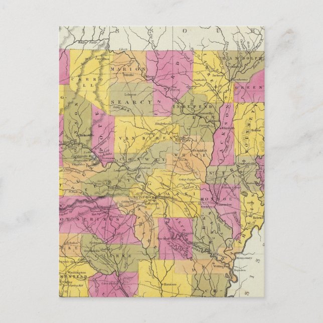 Postal Nuevo Mapa De Arkansas (Anverso)