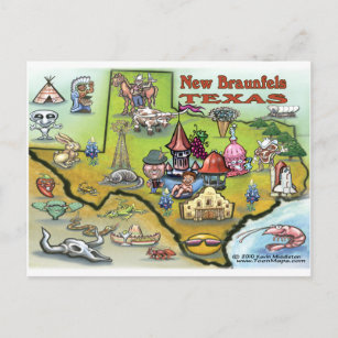Postal Nuevo mapa de Braunfels TEXAS