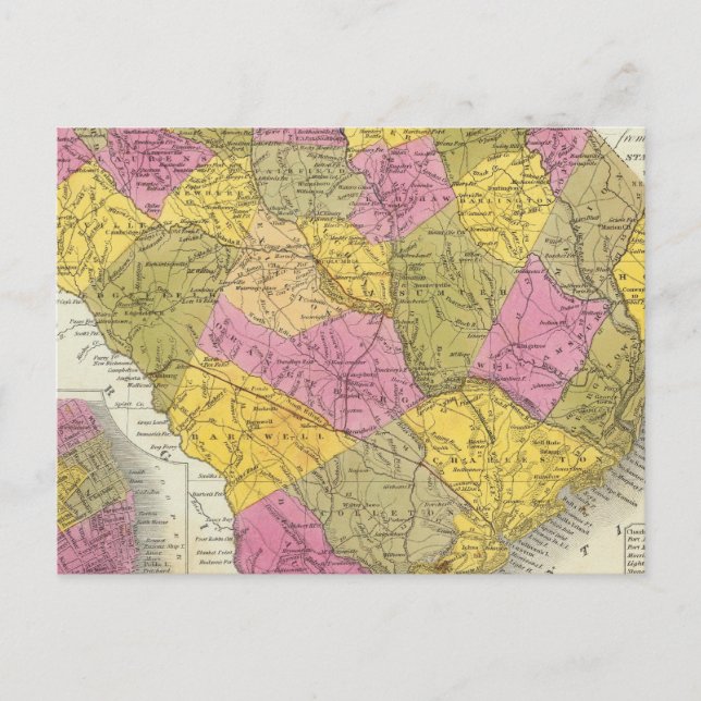 Postal Nuevo Mapa De Carolina Del Sur (Anverso)