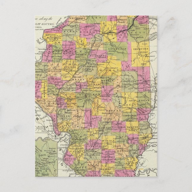Postal Nuevo Mapa De Illinois (Anverso)