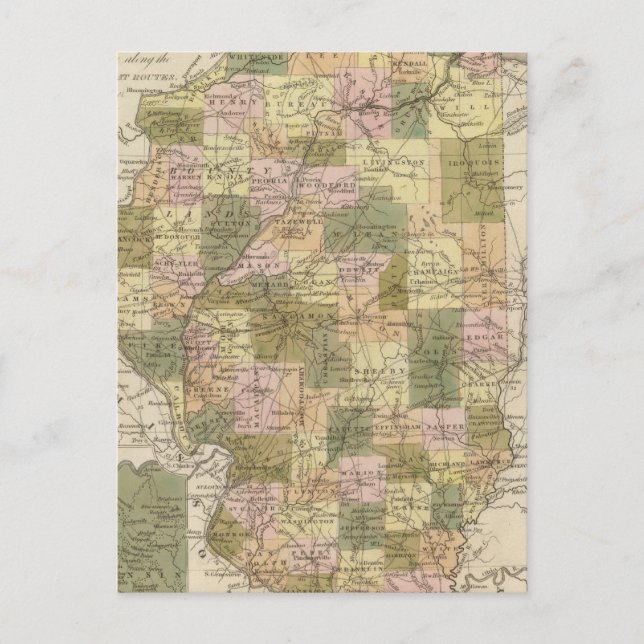 Postal Nuevo Mapa De Illinois 2 (Anverso)