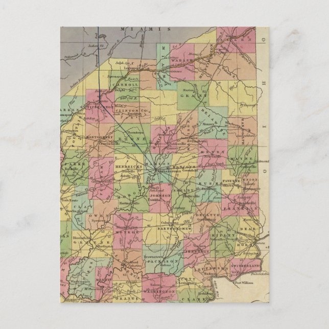 Postal Nuevo Mapa De Indiana (Anverso)