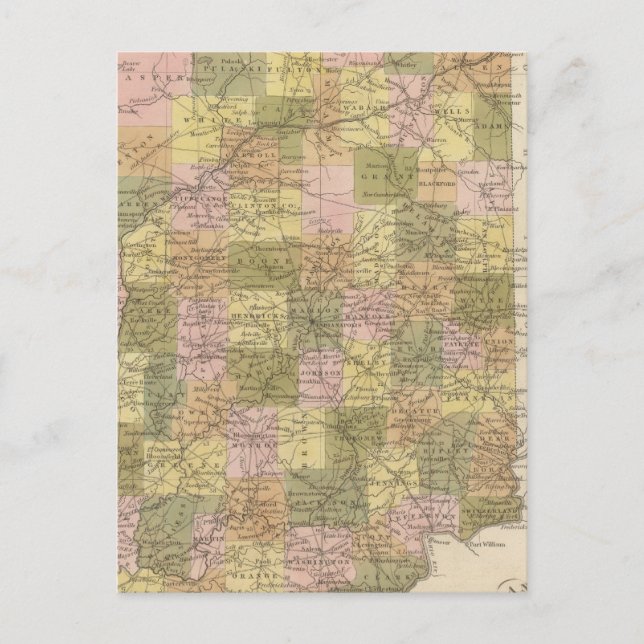Postal Nuevo Mapa De Indiana (Anverso)