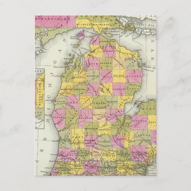 Postal Nuevo Mapa De Michigan 2 (Anverso)