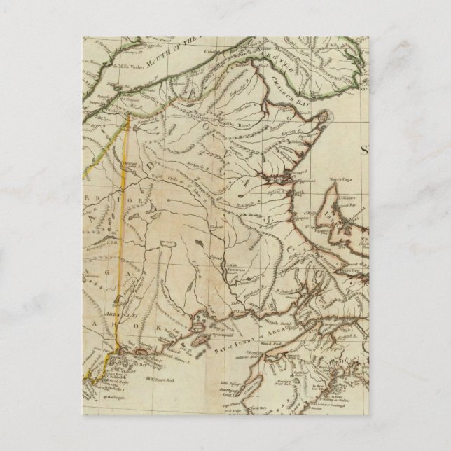 Postal Nuevo mapa de Nueva Escocia y la isla de Breton de (Anverso)