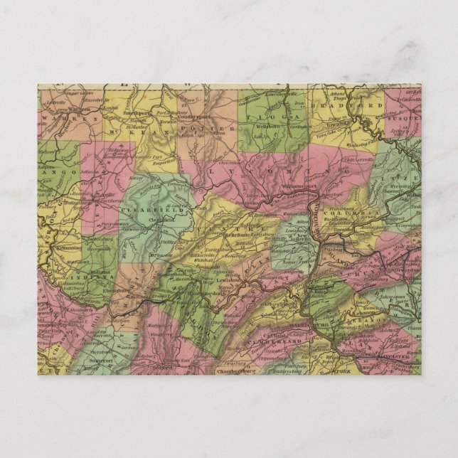Postal Nuevo Mapa De Pensilvania (Anverso)