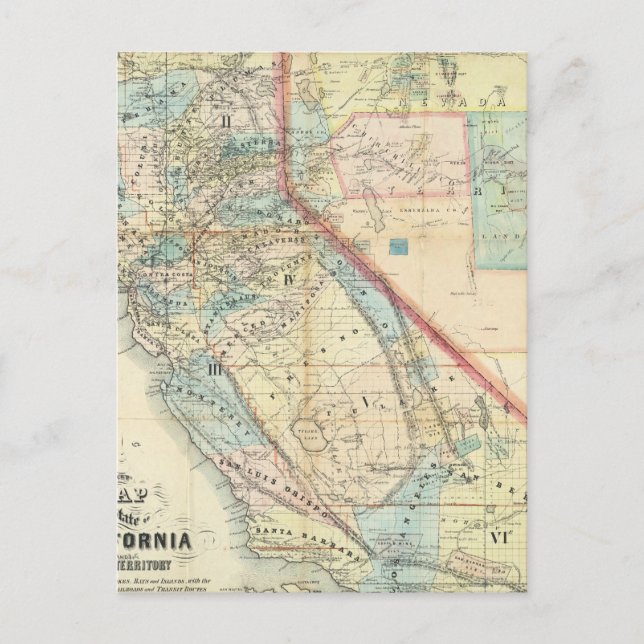 Postal Nuevo mapa del estado de California (Anverso)