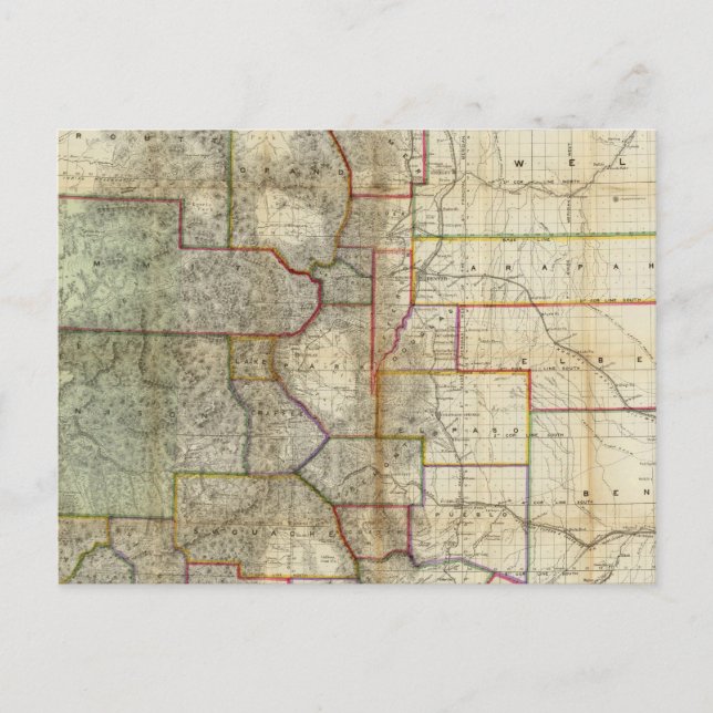 Postal Nuevo mapa del estado de Colorado de Thayer (Anverso)