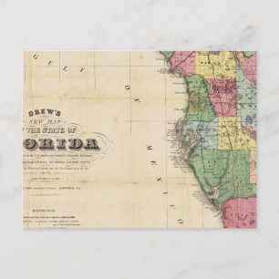 Postal Nuevo mapa del estado de Florida de Drew