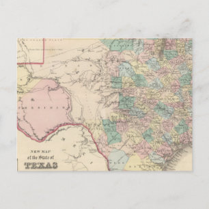 Postal Nuevo mapa del estado de Texas