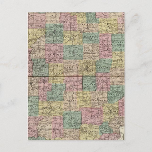 Postal Nuevo mapa seccional y municipal de Indiana (Anverso)