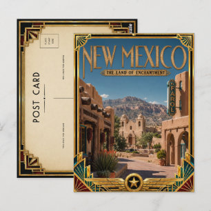 Postal Nuevo México Arte Deco Vintage Edad Dorada