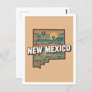 Postal Nuevo México Diseño de Viajes Retro Icónico Estado