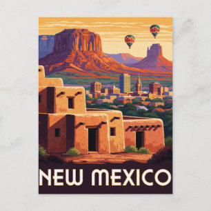 Postal Nuevo México EE. UU. Pueblos de Adobe y Viajes por