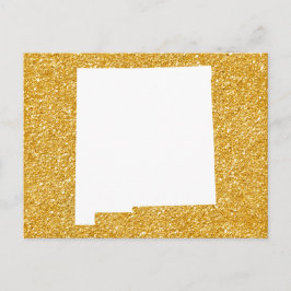 Postal Nuevo México en brillo blanco y dorado