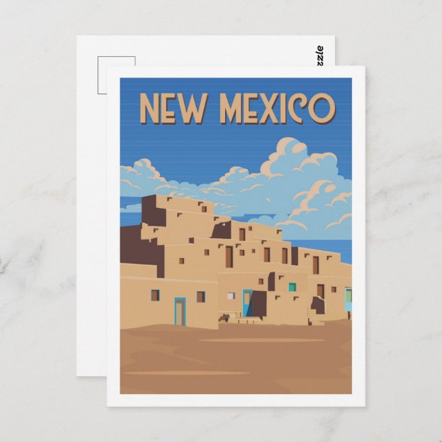 Postal Nuevo México Estados Unidos Famoso Ilustracion del (Anverso / Reverso)