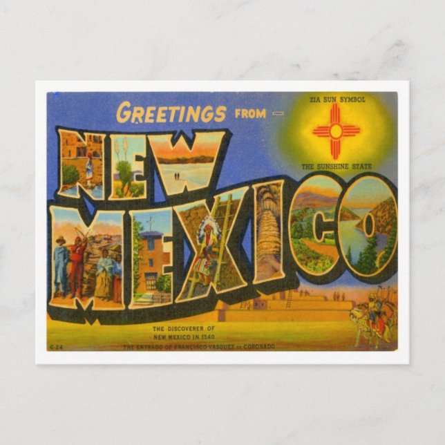 Postal Nuevo México Saludos De Estados Unidos (Anverso)