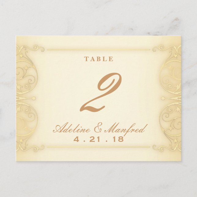 Postal Nuevo número de tabla de la Fancy Pale Gold de Vic (Anverso)