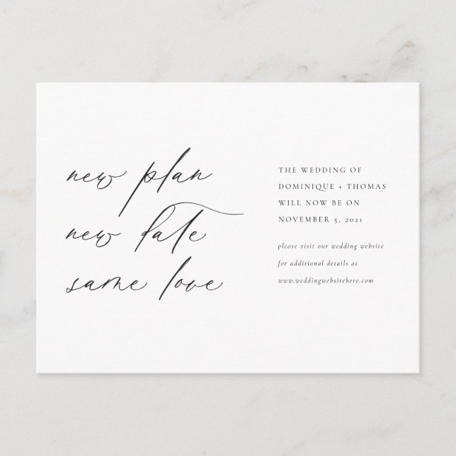 Postal Nuevo plan Nueva fecha Mismo amor (Anverso)