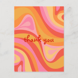 Postal Nuevo Surco Retro Abstracto Rosa Naranja Gracias